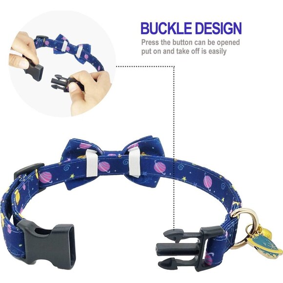 KUDES Dog Bow Tie, Adjustable Dog Collars with Bow Tie and Bells Charm Safety )) - Picture 3 of 7